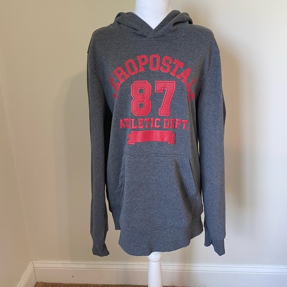 Aeropostale Long Sleeve Grey Hoodie Sweatshirt Size Large - Picture 1 of 5